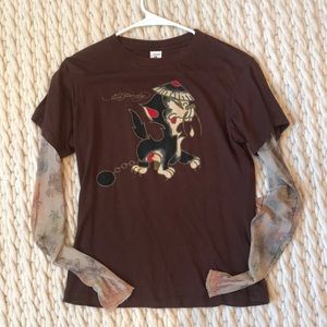 Ed Hardy shirt with tattoos sleeves